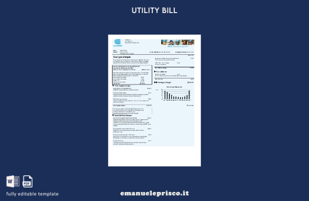 modello di bolletta del gas USA Con Edison in stile verificato